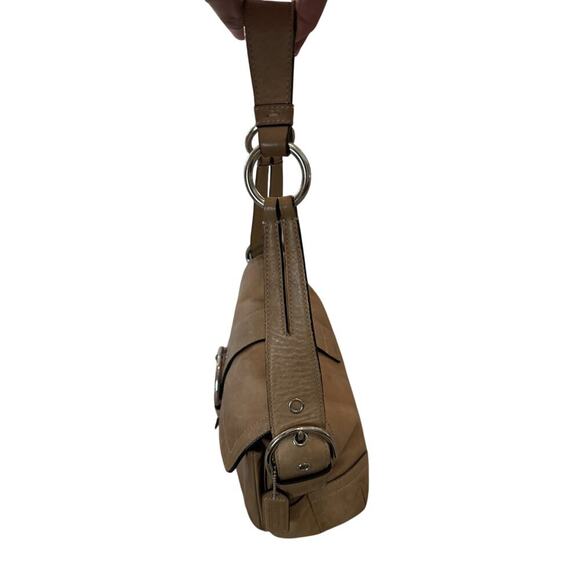 COACH Vintage Soho Leather Flap Bag Camel Brown Purse Y2K - Picture 6 of 16